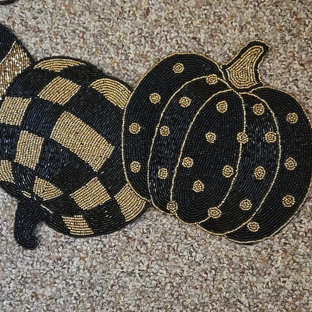 Tahari Black and Gold Pumpkin Table Runner 13 x 36 Inches - Picture 4 of 4